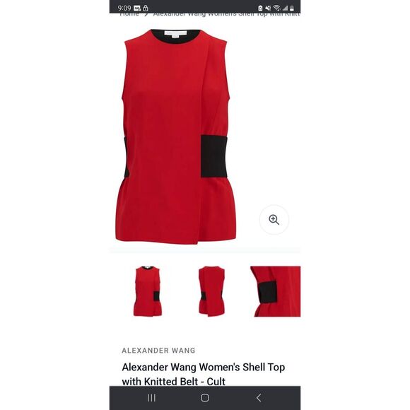 Alexander Wang Shell Top with Knitted Belt Red size XS - Picture 2 of 5